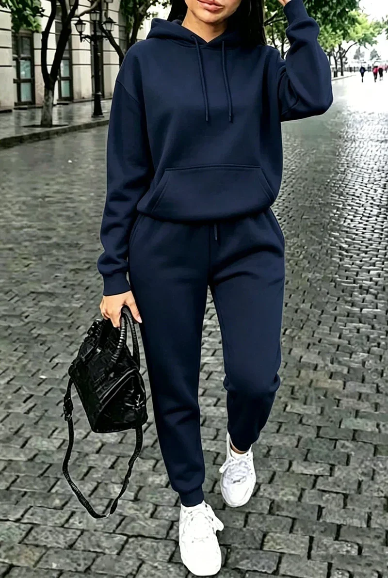 Nouveau Survêtement Femme Automne Hiver Mode Décontractée Sweat-shirts Sport Plein Air Jogging Vêtements Femme Pièce Unique Hoodie et Pantalon