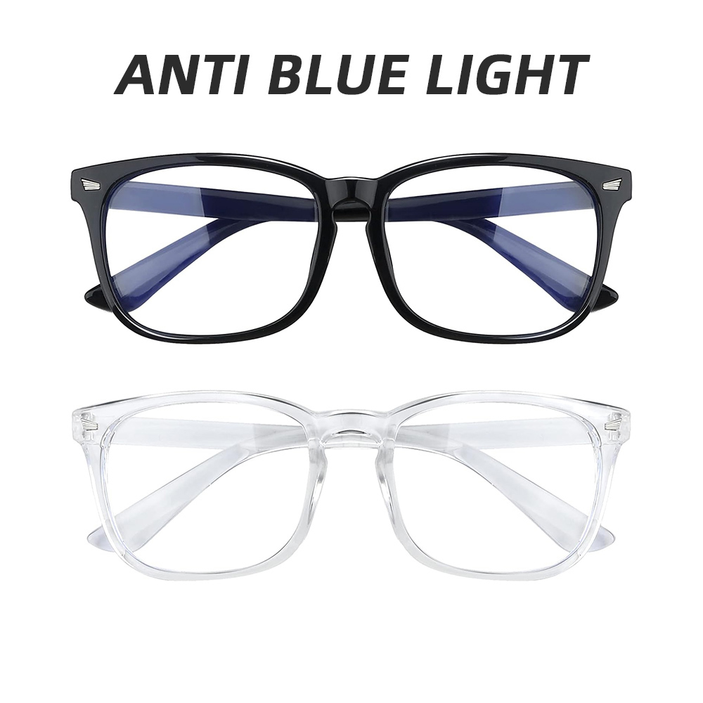 Lunettes carrées classiques anti-lumière bleue pour hommes et femmes, monture noire et transparente, lunettes d'ordinateur unisexes, anti-fatigue oculaire