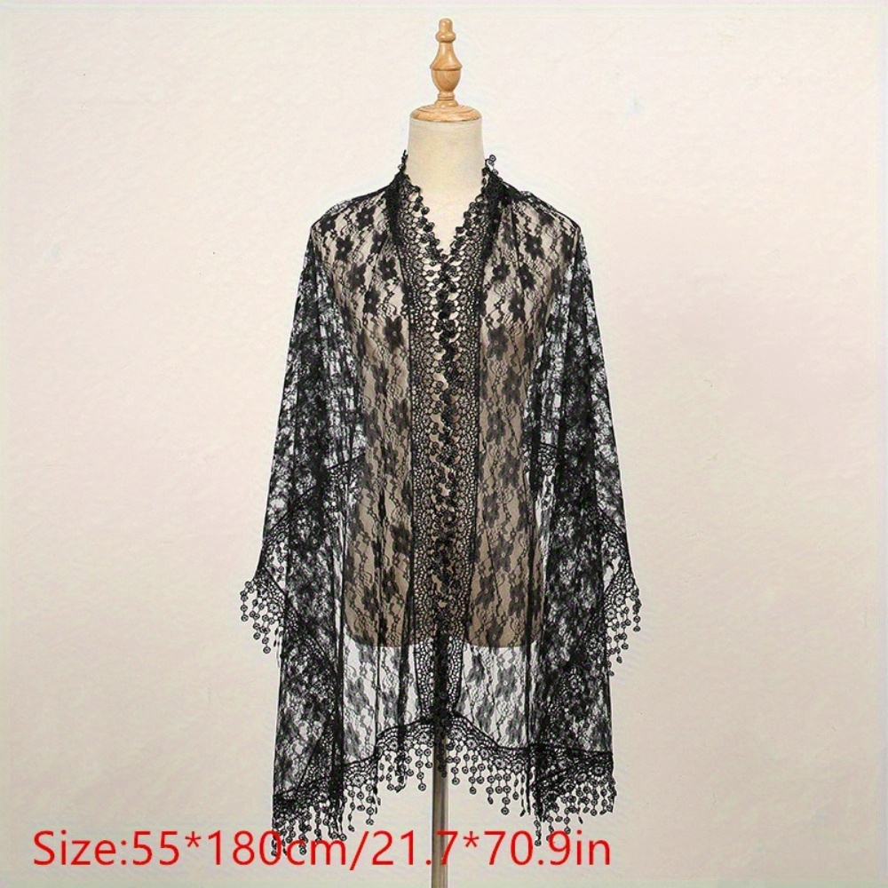 1 pièce Écharpe châle longue en dentelle unie à franges pour femme, nouveau design, pour robe de soirée, pashmina de mariage, hijab, foulard, bandana