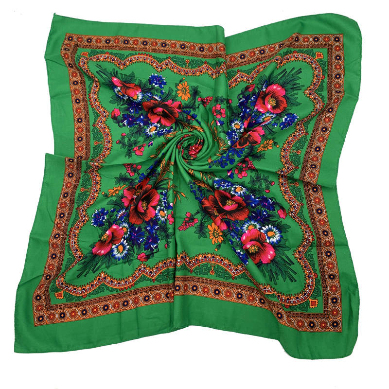 Foulard à imprimé floral russe pour femme, bandana carré, châle ethnique, bandeau de sauna, mouchoir Babushka, couvre-chef, 70x70cm