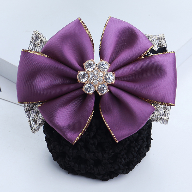 Filet à cheveux élastique avec nœud pour femme, filet de couverture de chignon au crochet pour fille, accessoires pour la danse de ballet et les rêves d'agent de bord