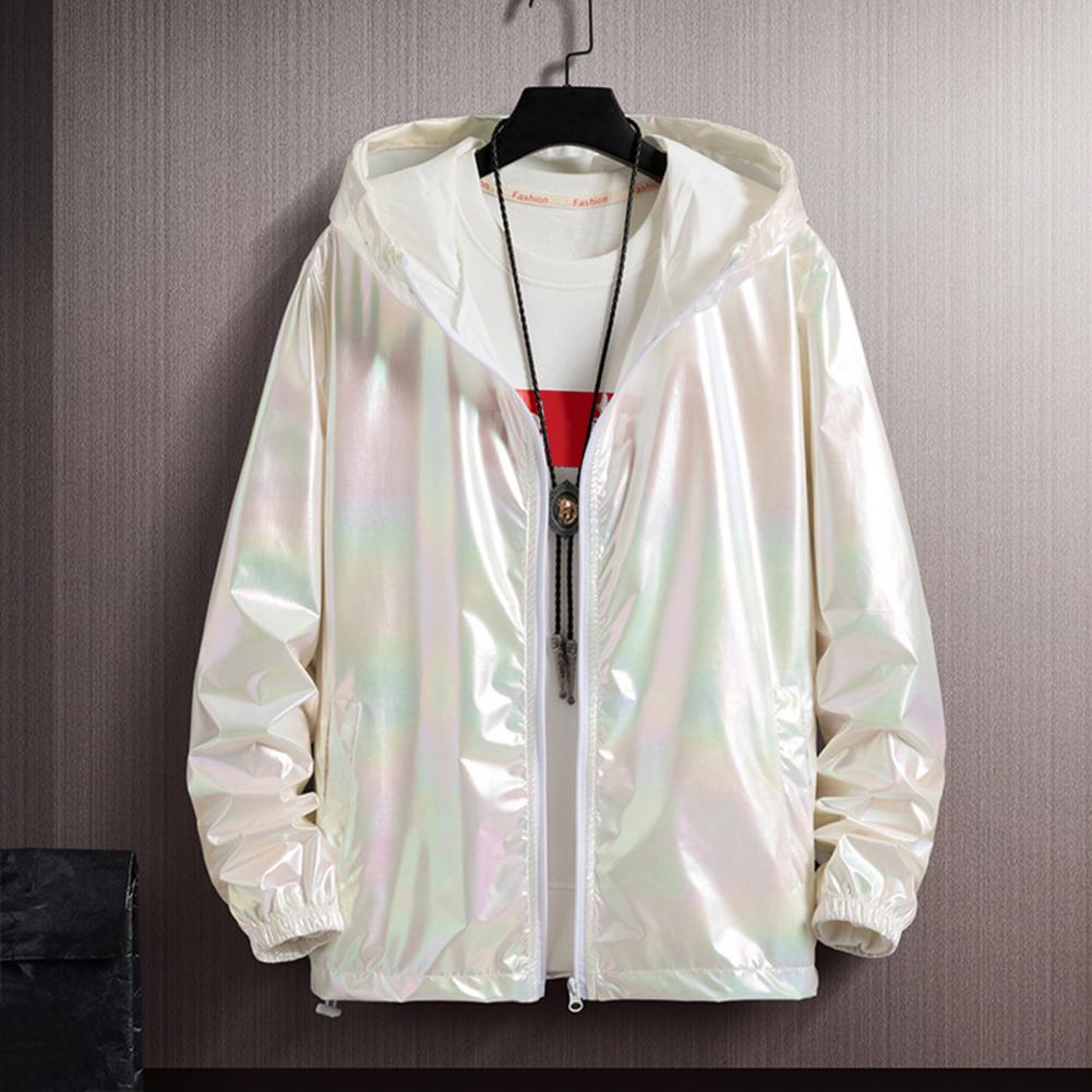 Vêtements de carnaval disco, veste fine à dégradé de couleurs réfléchissantes pour hommes, veste de boîte de nuit, veste de sport, vêtements de protection solaire