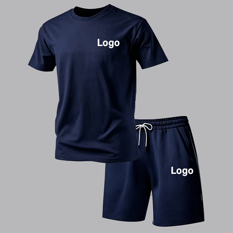 Ensemble 2 pièces personnalisé pour homme : T-shirt et short de sport respirant, léger et confortable à manches courtes pour l'été
