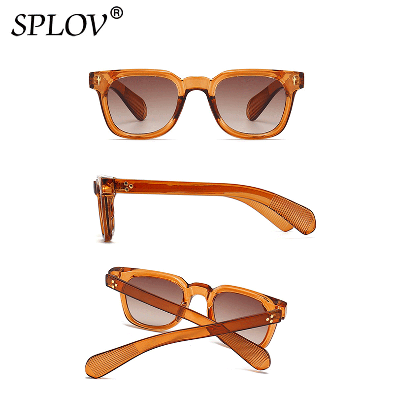 Lunettes de soleil carrées de luxe pour hommes, dégradé de mode, nuances de conduite, Vintage, vert, Rivets tendance, UV400