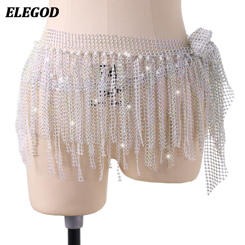 Chaînes de taille de danse du ventre brillantes pour femmes, accessoires de Costume de danse orientale indienne, pompon multicouche, jupes écharpe de hanche