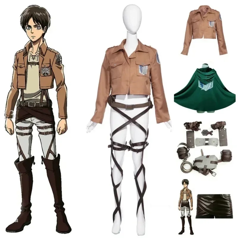 Costume de Cosplay attaque sur Titan, tenues Anime Eren Jaeger Hange Zoe, tenue de Cosplay, veste, ceinture, manteau de légion, ensemble complet AOT