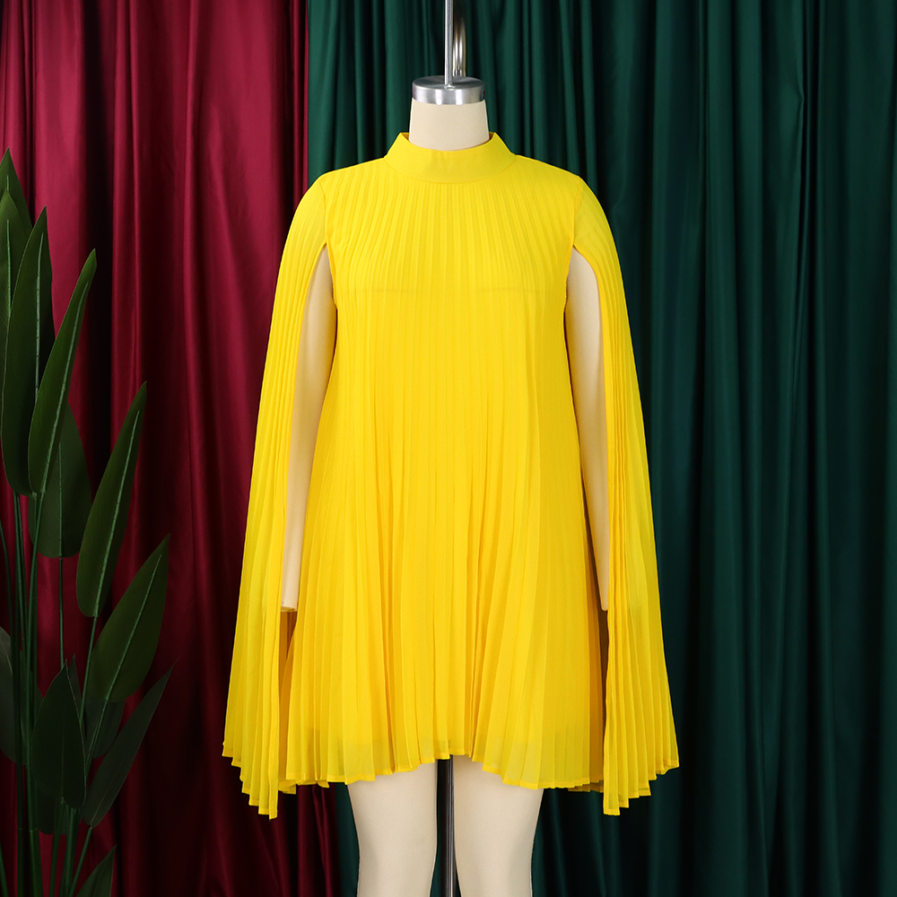 Robe en mousseline de soie pour femme, col rond, manches chauve-souris, longueur genou, robe élégante, luxe africain, fête d'anniversaire, nouveau, 2024