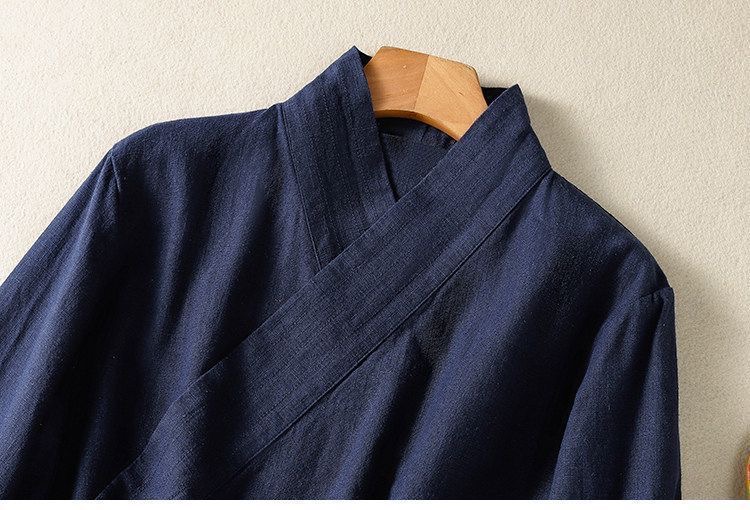 Chemise kimono vintage de style chinois pour femme, printemps automne, bohème, beige, rose, bleu marine, vêtements en coton, cardigan à manches longues, manteau