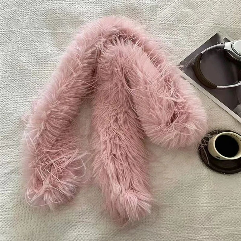 Nouveau blanc fausse fourrure écharpe pour femmes hiver chaud Long châle enveloppes coupe-vent moelleux cou couverture Bufanda longue décontracté Echarpe nouveau