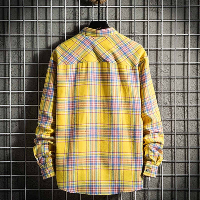 Chemise en coton à manches longues pour homme, vêtement à la mode, avec poche unique, doux et décontracté, à carreaux