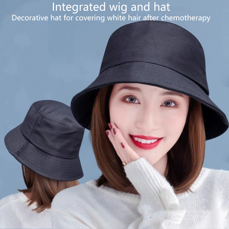 Nouveau : Chapeau Bob synthétique avec perruque intégrée, coupe courte et droite, pour femme, extensions de cheveux à clipser, idéal pour l'automne