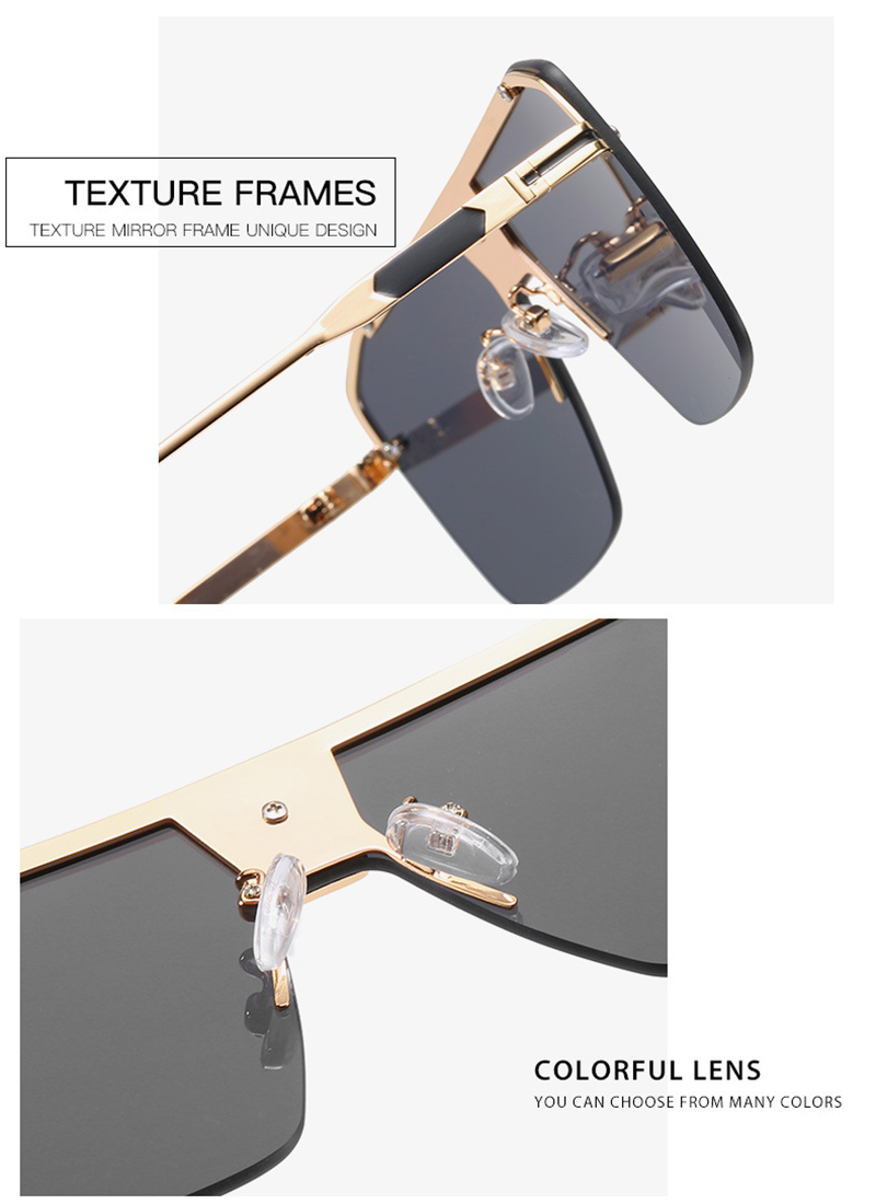 Lunettes de soleil aviateur classiques pour femmes et hommes, monture large vintage, style punk, marque de luxe, pour la conduite en extérieur, en métal, carrées