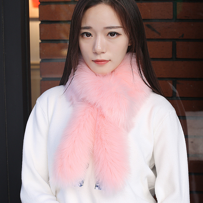 Écharpe en fourrure d'hiver pour femmes, écharpe en peluche moelleuse, couleur unie, foulard épais pour l'extérieur, étole