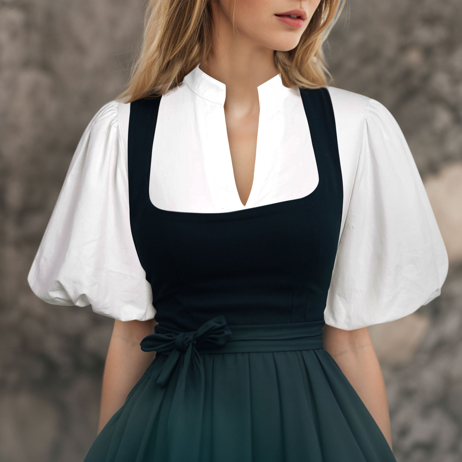 Chemisier de Costume pour femmes, manches cape blanches, chemisier Dirndl en dentelle Jacquard ajouré, chemisier de bière bavaroise, Costume traditionnel