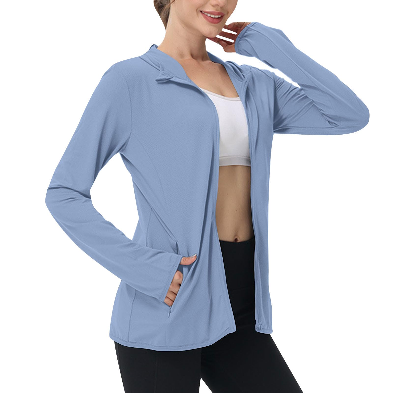 Sweat-shirt d'été pour femmes, avec fermeture éclair, léger, pour la randonnée, vestes de sport, chemises à manches longues, protection solaire, куртка женская демисезон