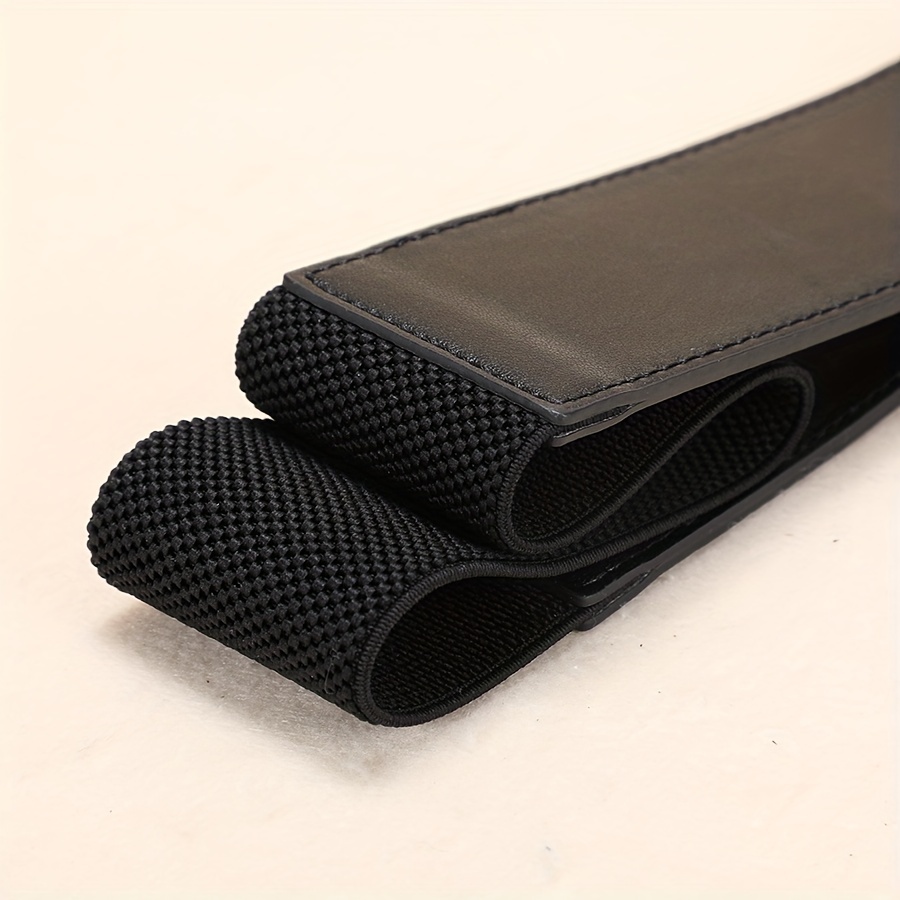 Ceinture large élastique en cuir véritable pour femmes, tendance, boucle en métal élégante, légère pour robes, manteaux, costumes