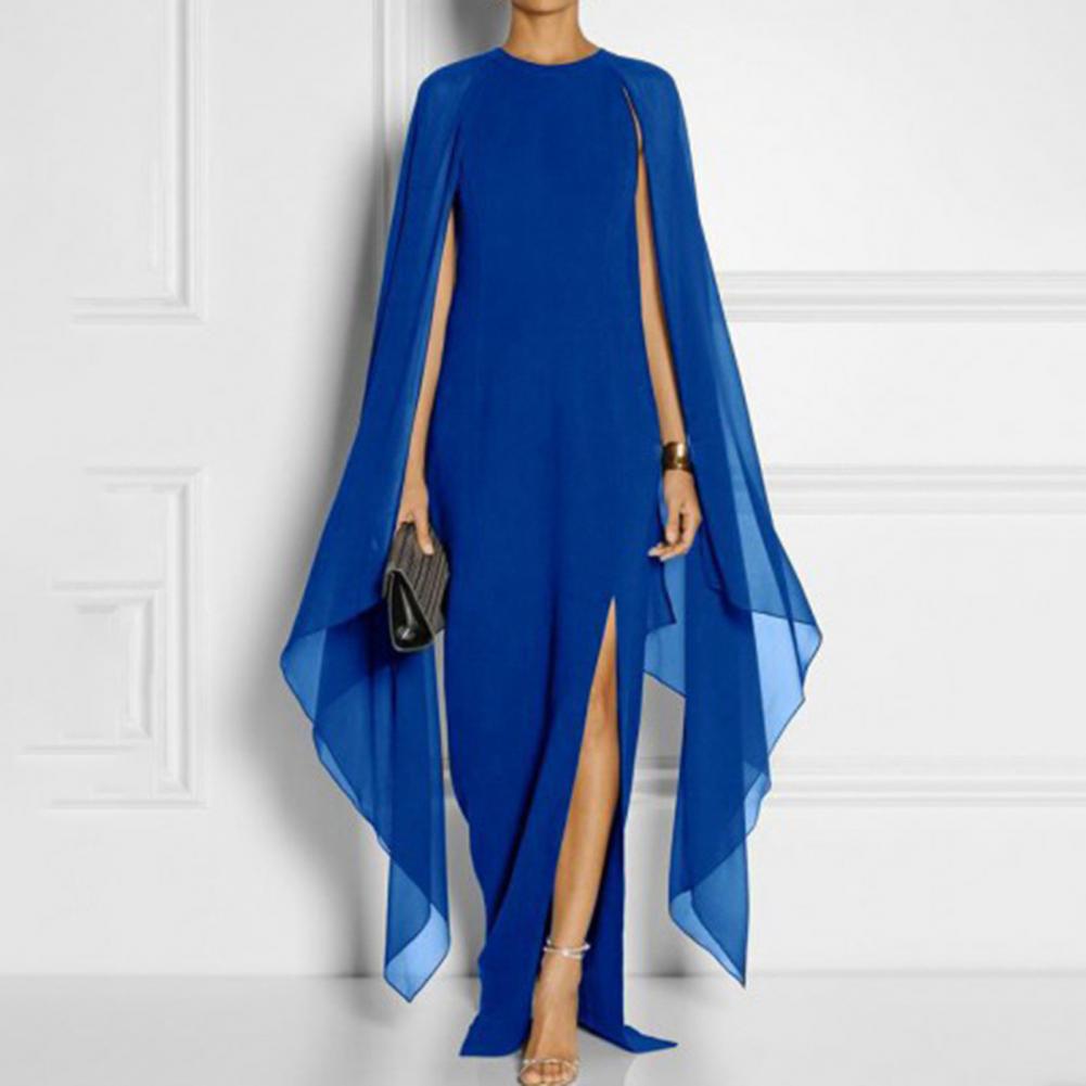 Grande taille en mousseline de soie châles irréguliers femmes robe côté fendu ourlet irrégulier robe de soirée Cocktail irrégulière élégante robe Maxi