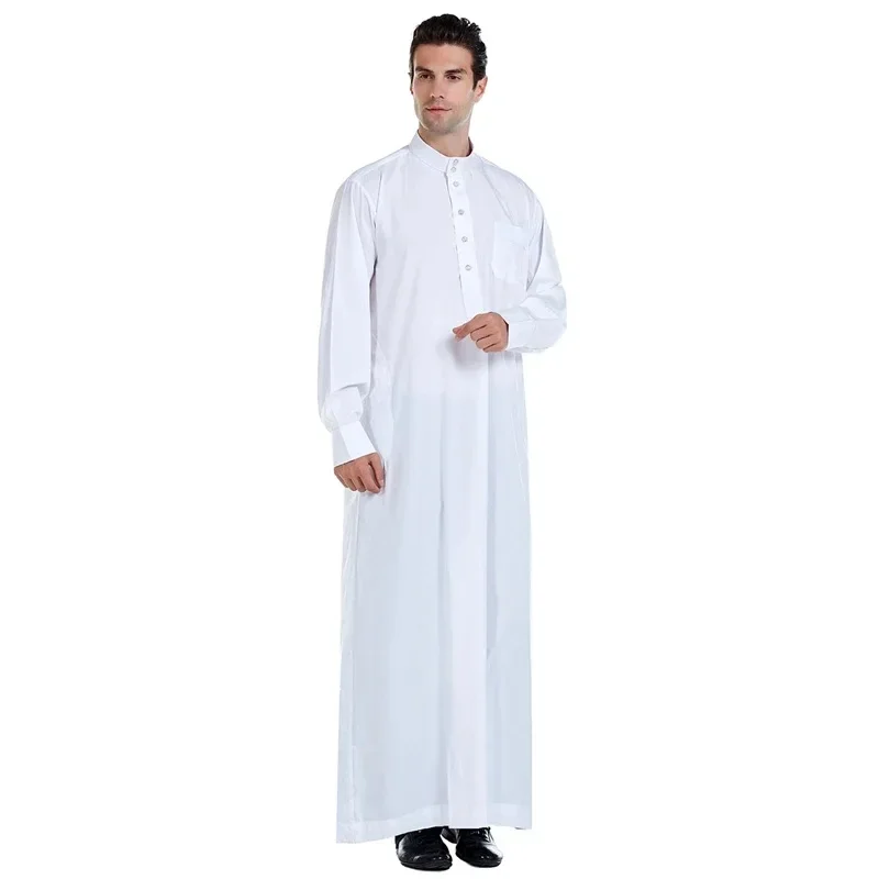 Hommes Dishdasha musulman à manches longues robe Daffah Thobe Jubba saoudien arabe Thoub caftan vêtements islamiques Robes Abaya dubaï moyen-orient