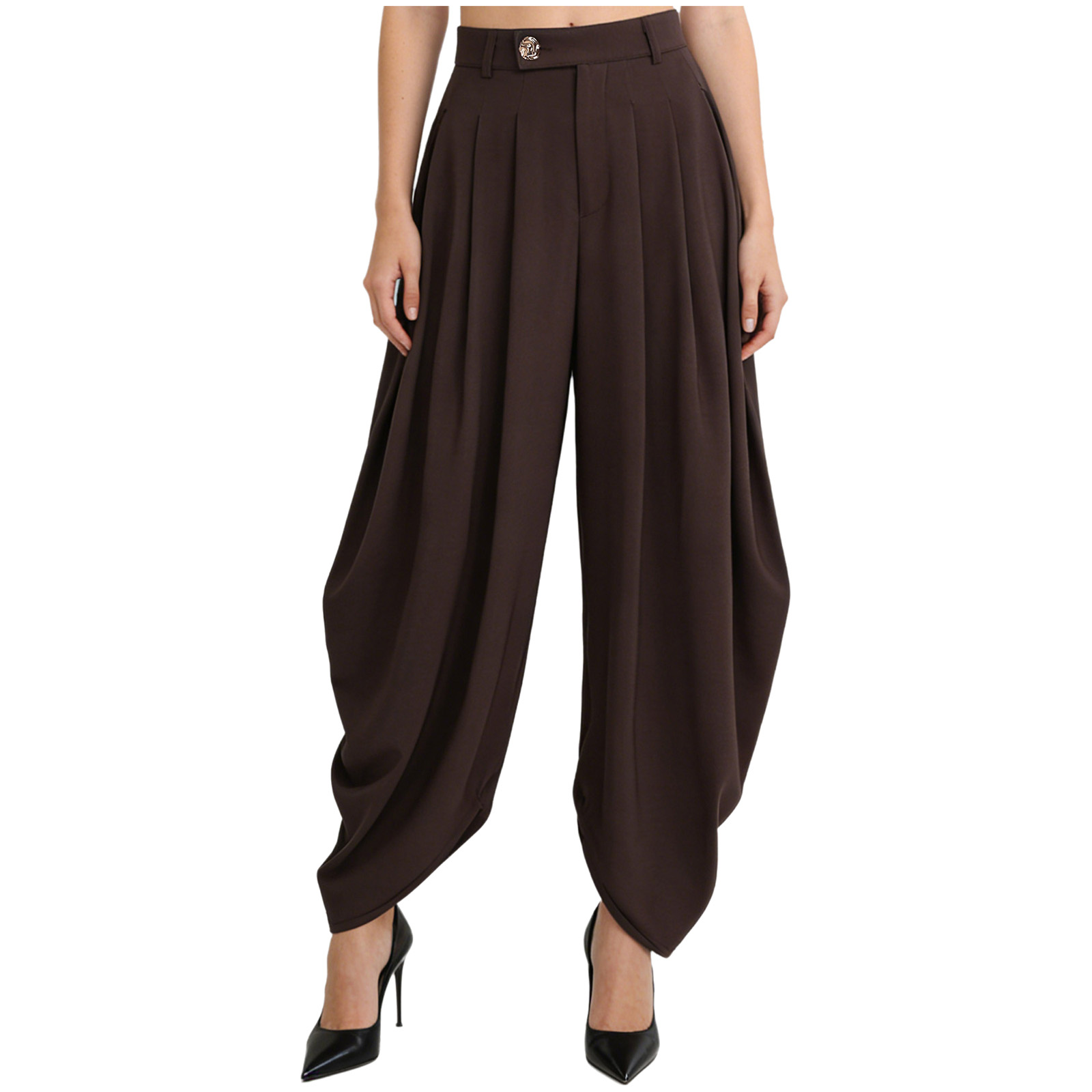 Pantalons Palazzo pour Femmes, Pantalons Casual, Pantalons à Jambes Larges Plissés Baroque, Pantalons de Travail Quotidien, Pantalons de Bureau pour Femmes