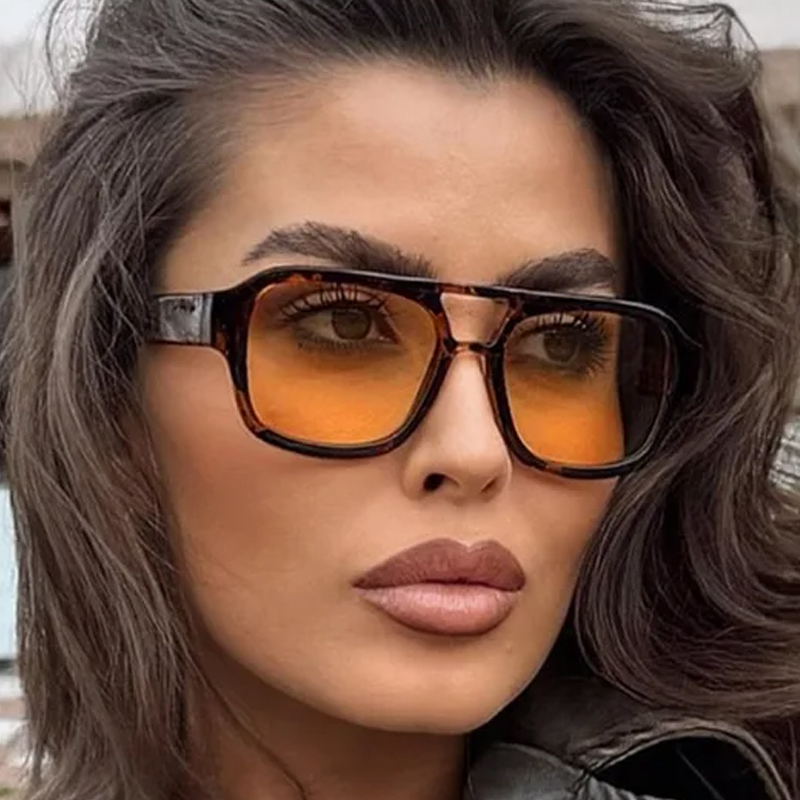 Grandes lunettes de soleil carrées 2025 lunettes de soleil de mode pour femmes hommes lunettes tendance lentille jaune rétro Vintage lunettes voyage 307440