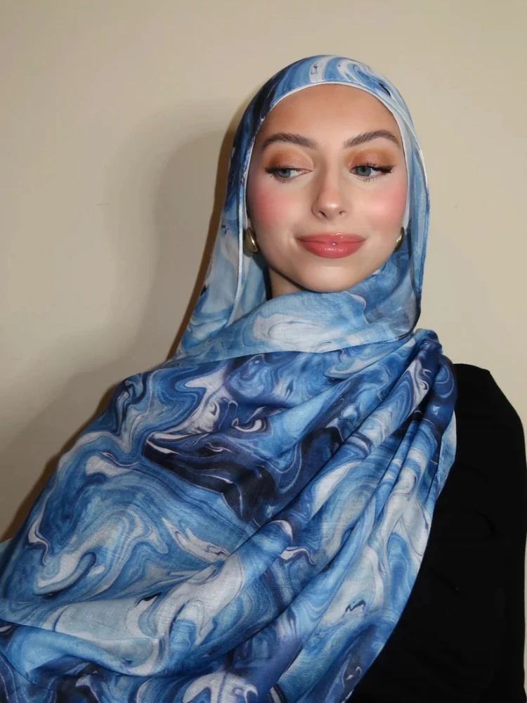 Nouveau Aquarelle Hijabs pour femmes imprimé fleuri Hijab écharpe respirant doux longue mode foulards foulard Paisley musulman