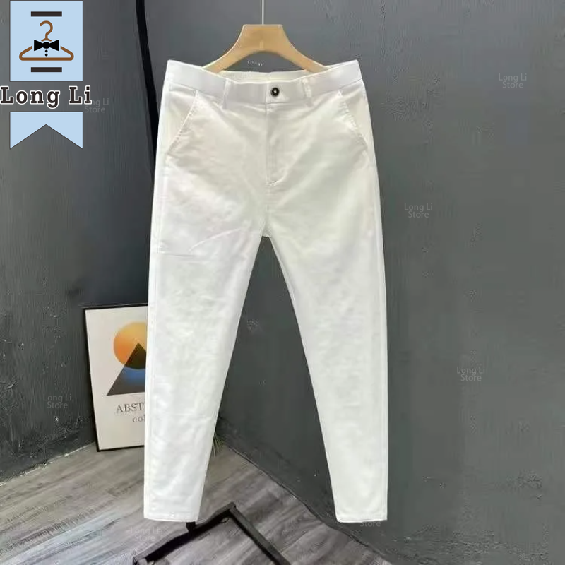 Pantalon en coton respirant monochrome pour homme, pantalon d'affaires confortable, haute qualité, nouvelle mode, printemps et automne, 36, 2024