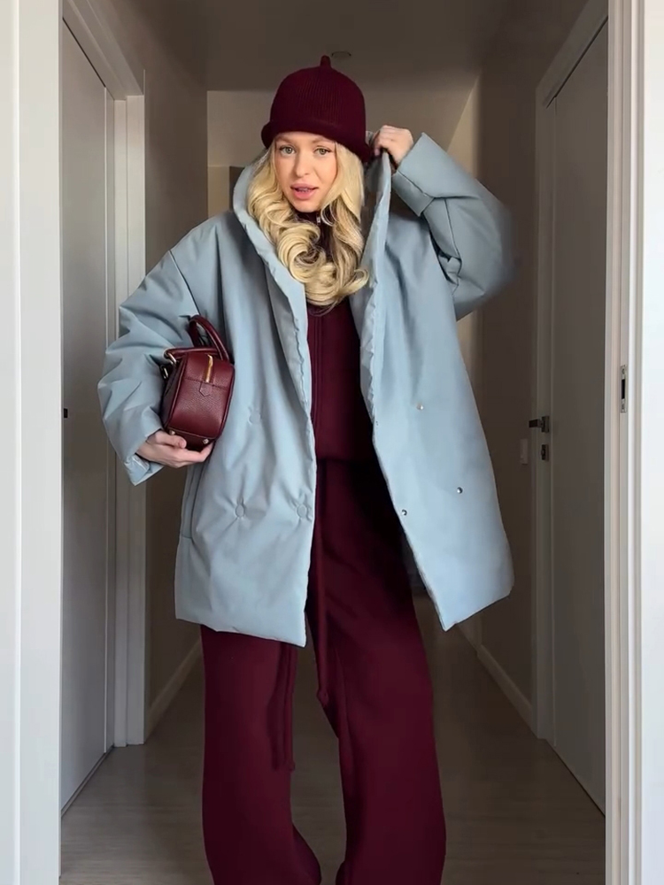 Manteau élégant en coton pour femme, col châle, à lacets, manches longues, veste matelassée pour femme, nouvelle collection hiver 2026, vêtement d'extérieur chaud et tendance pour femme.