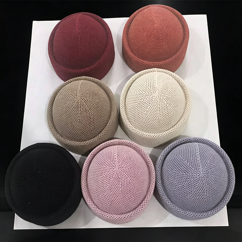 Chapeau de paille respirant en maille pour femme, style japonais, élégant, coloré, pour l'été en extérieur, avec dessus concave circulaire, type calotte ou béret