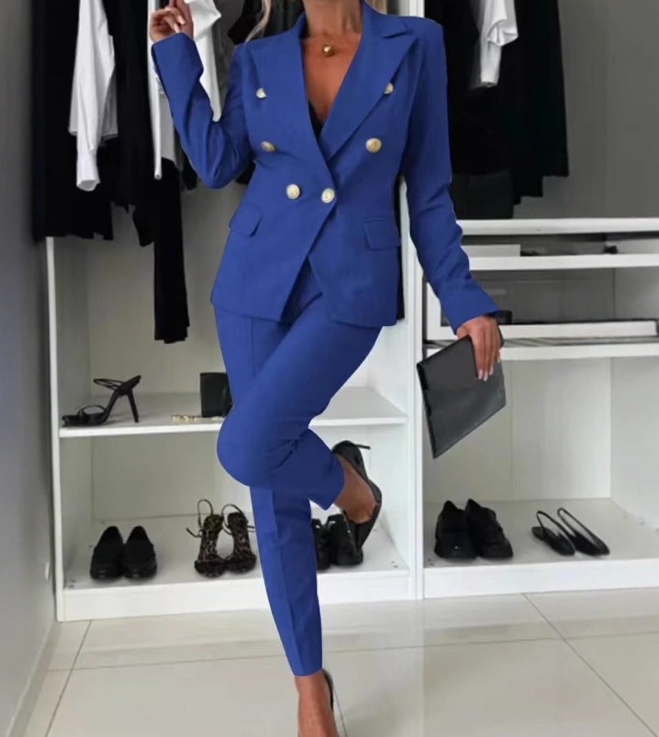 Ensemble deux pièces pour femme, tenue de printemps, couleur unie, manteau Blazer de tempérament polyvalent et pantalon à la mode, Design de poche décontracté, 2025
