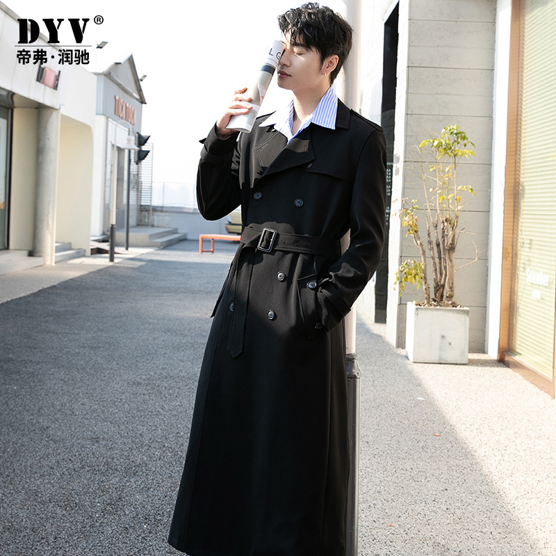Veste longue pour hommes, Trench-Coat d'automne, intelligent, décontracté, Style britannique, Double boutonnage, luxe, col rabattu, vêtements d'extérieur