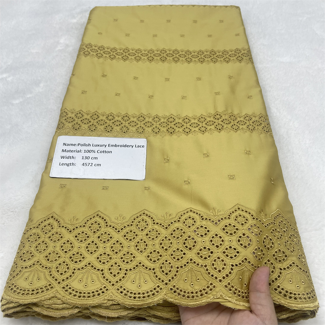 Dentelle africaine 100% coton pour hommes et femmes, tissu voile africain poli, haute qualité, 5 yards, nigérian, Dubaï, couple, couture suisse