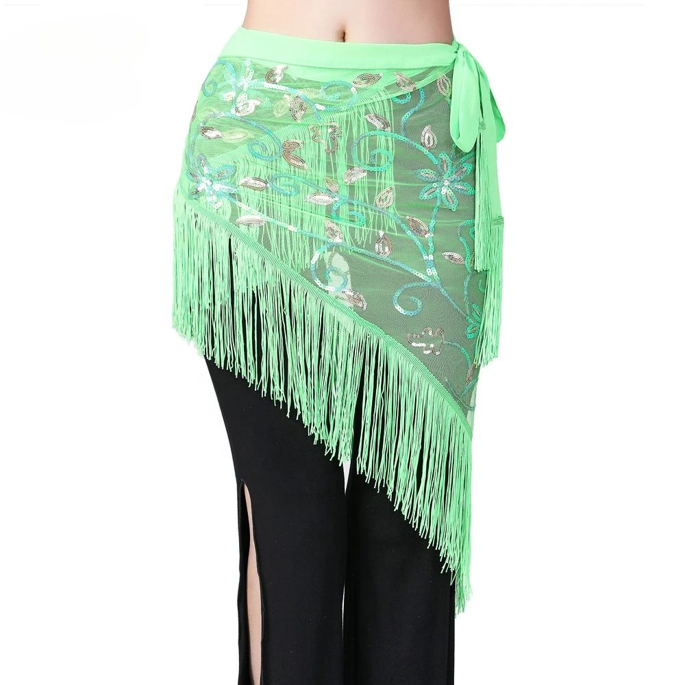 Nouvelle chaîne de taille de danse du ventre danse latine gland Triangle écharpe paillettes hanche écharpe Performance paillettes taille écharpe