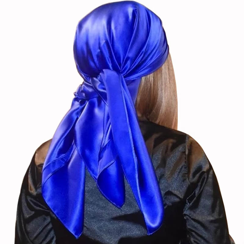 Foulards carrés en soie pour femmes, 90cm, Hijab, mouchoir uni, châles enveloppants, foulard de tête, bandeau féminin, Bandanna islamique