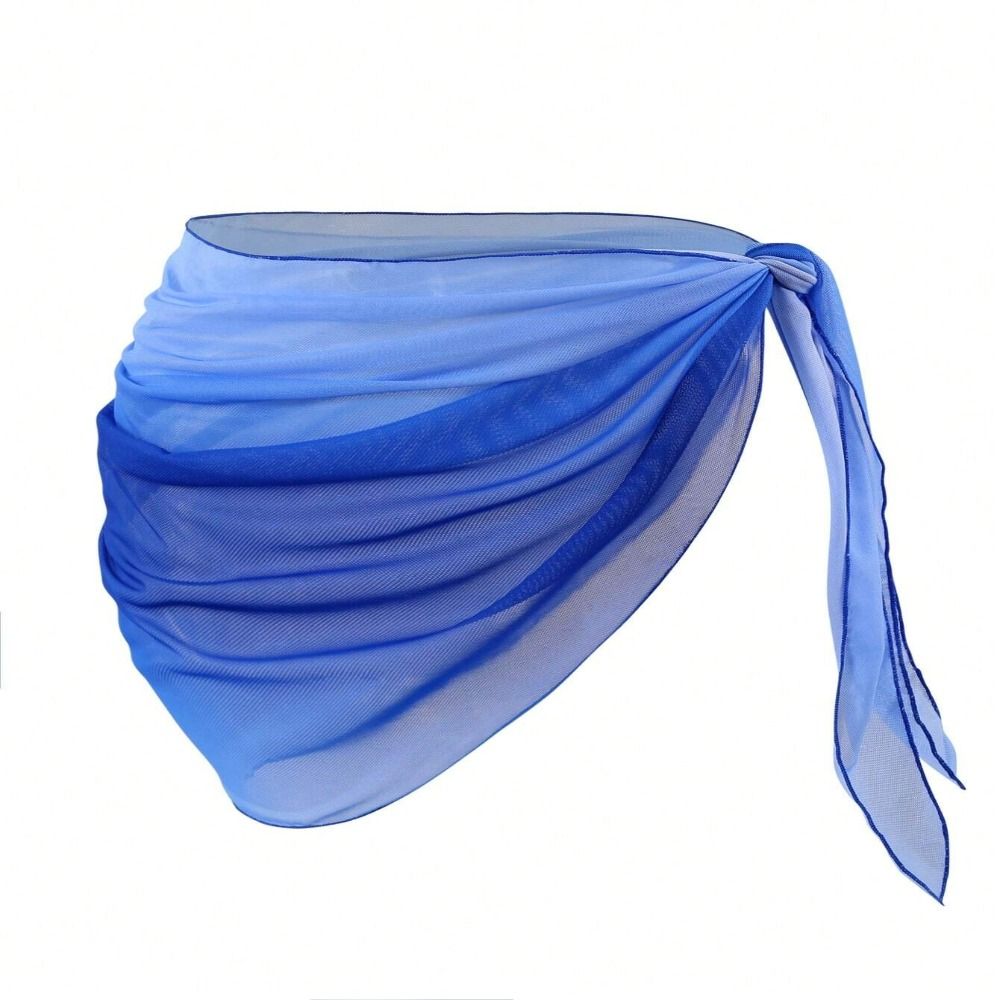 Robe de plage en mousseline de soie, longueur courte, tissu transparent, sarong respirant à séchage rapide, couleur dégradée, paréo de bikini