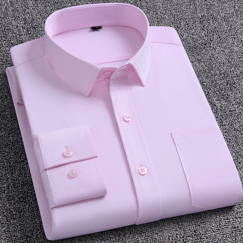 Chemise habillée pour hommes, nouvelle mode avec poche gauche, sans repassage, résistante aux rides, classique, couleur unie, chemise sociale formelle d'affaires 5XL