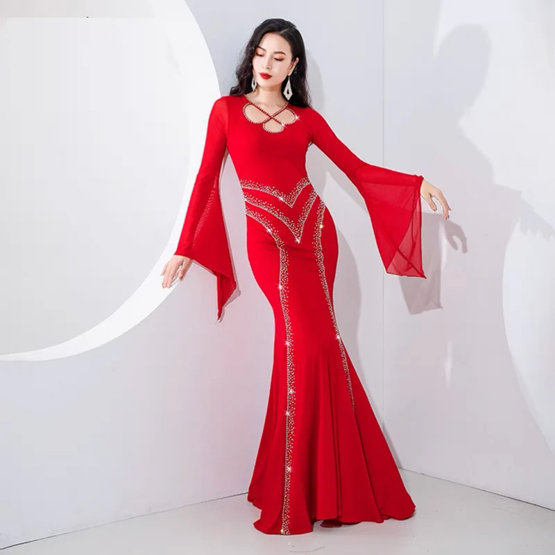 Robe de danse du ventre pour femmes, Robes pour cheveux irakiennes, coupe cintrée, manches longues, en Spandex, Performance Kawleeya