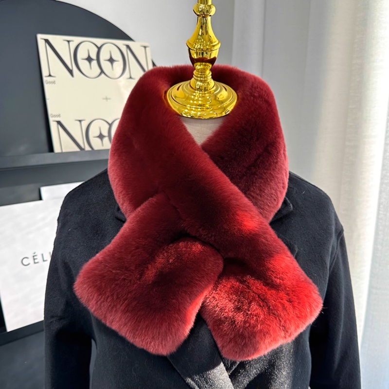 MS.MinShu-Écharpe en fourrure de lapin Rex double face pour femme et homme, cache-cou, doux, épais, hiver, 100% réel