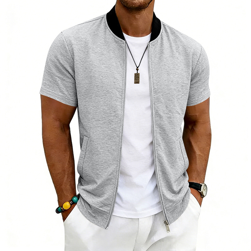 Veste de baseball zippée à col montant pour homme, style sportif et léger, collection été 2026