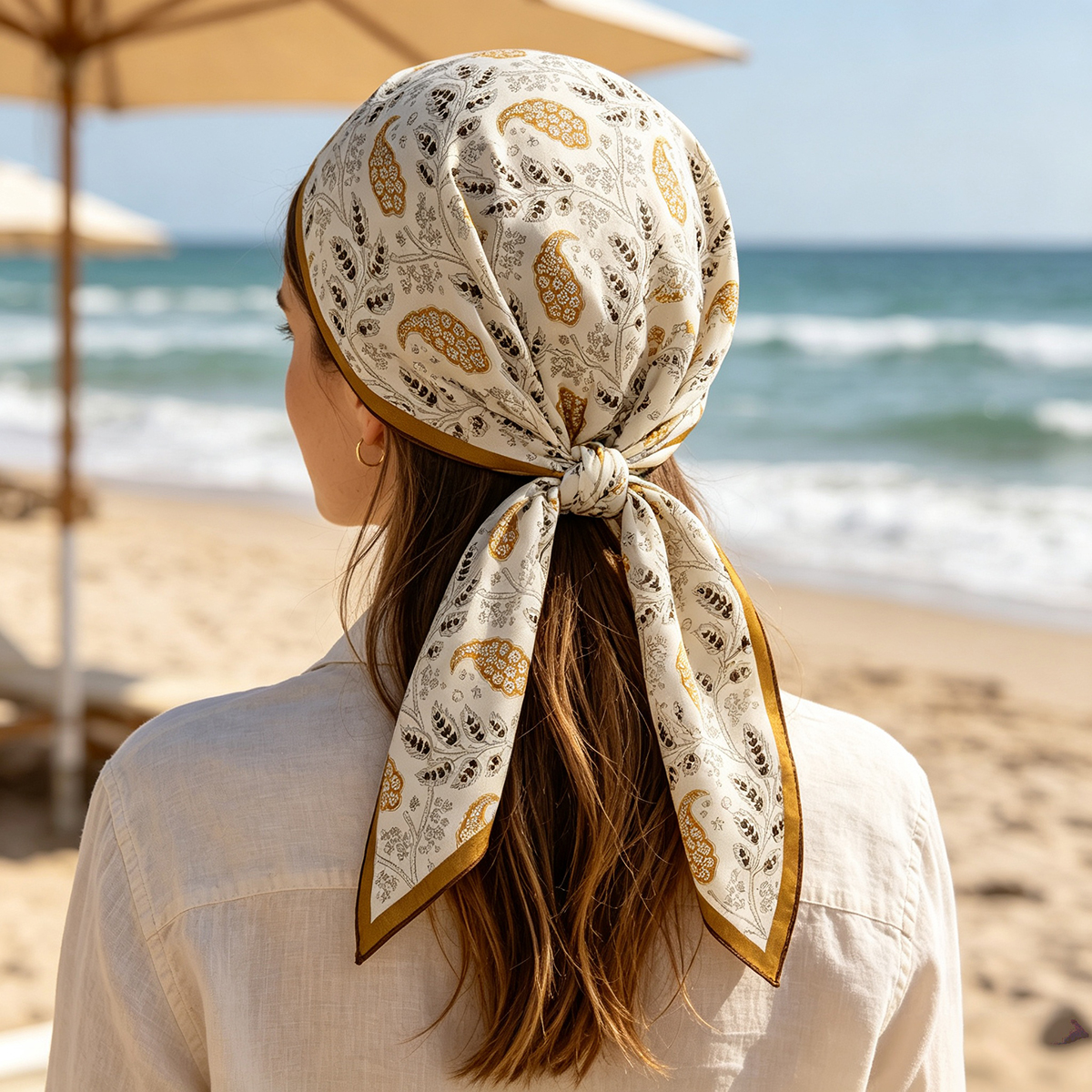 Écharpe carrée de luxe en coton et lin pour femmes, foulards, bandanas, hijab élégant, foulard de cou, châle de printemps, écharpe de plage