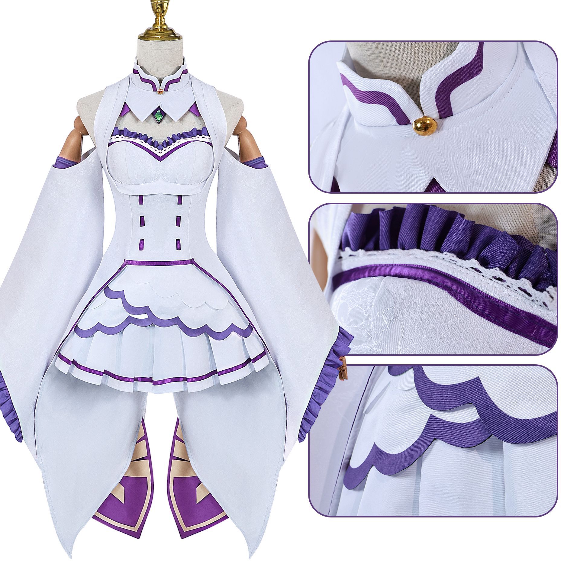 Costume de Cosplay Anime Emilia, robe Emiria, jupe, Costume d'halloween pour femme, vêtements de spectacle sur scène, joli Costume de noël