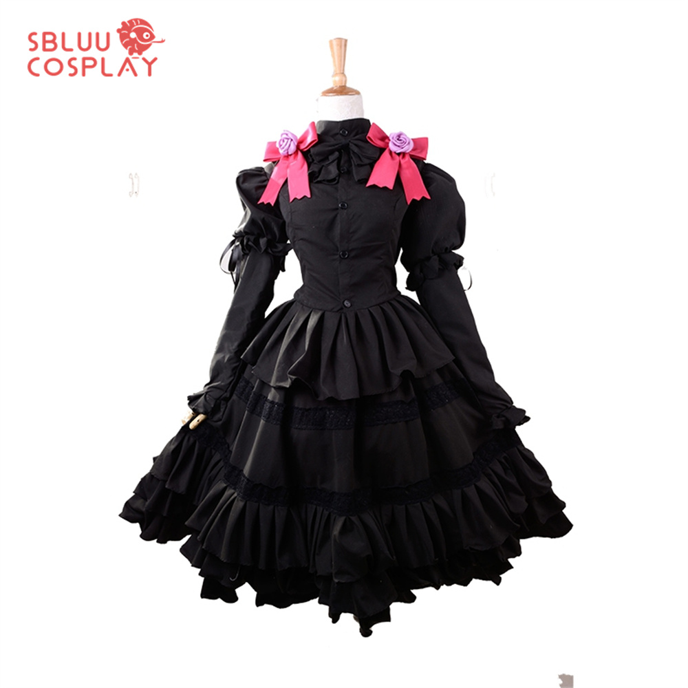 SBluuCosplay-Tokisaki Kurumi Cosplay Costume, Robe Lolita Noire, Tenue de Date, Tenue d'Halloween