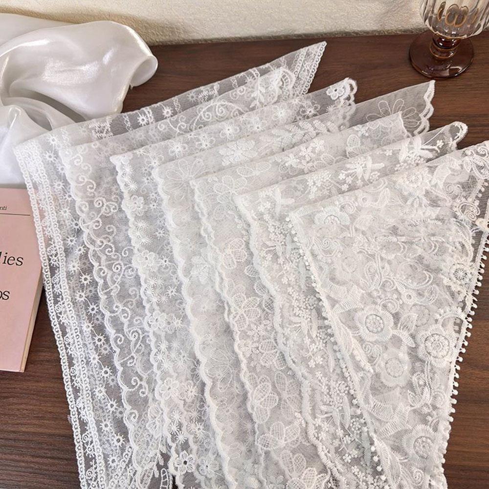 Écharpe en dentelle florale tissée blanche pour femmes, enveloppes de cheveux, écharpe de sauna triangle rétro, chapeau, bande de sauna photo de voyage, accessoires pour cheveux Ins, nouveau