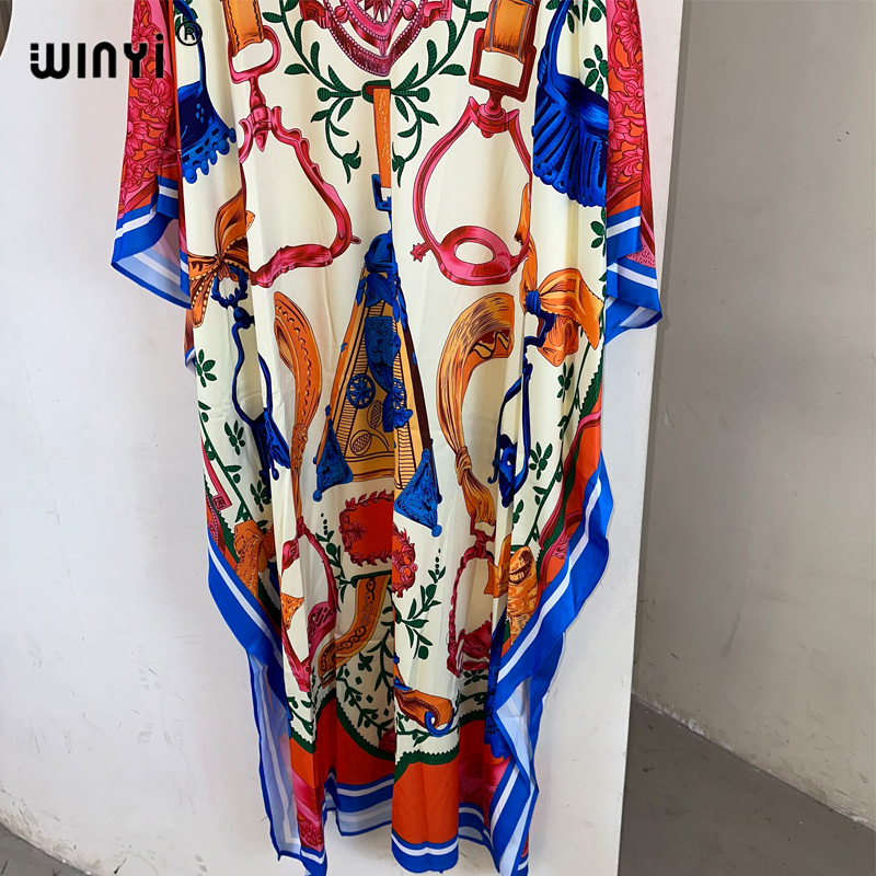 WINYI haute qualité robes musulmanes pour femme robe maxi imprimé fleuri caftan abaya dubaï luxe été bohème robe de soirée
