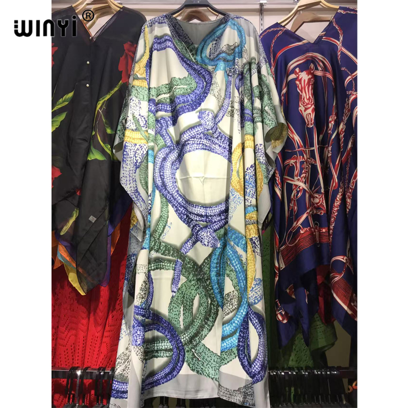 WINYI robe mode turquie robes bohême imprimer Dashiki femmes musulmanes longue caftan été couleur robes africaines pour femme vestido