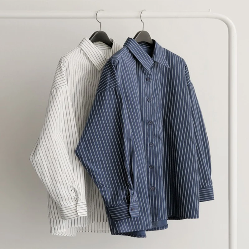 Chemise à rayures pour femmes, chemisier ample à manches longues, surdimensionné, décontracté, vêtements à rayures, printemps-automne, 2026