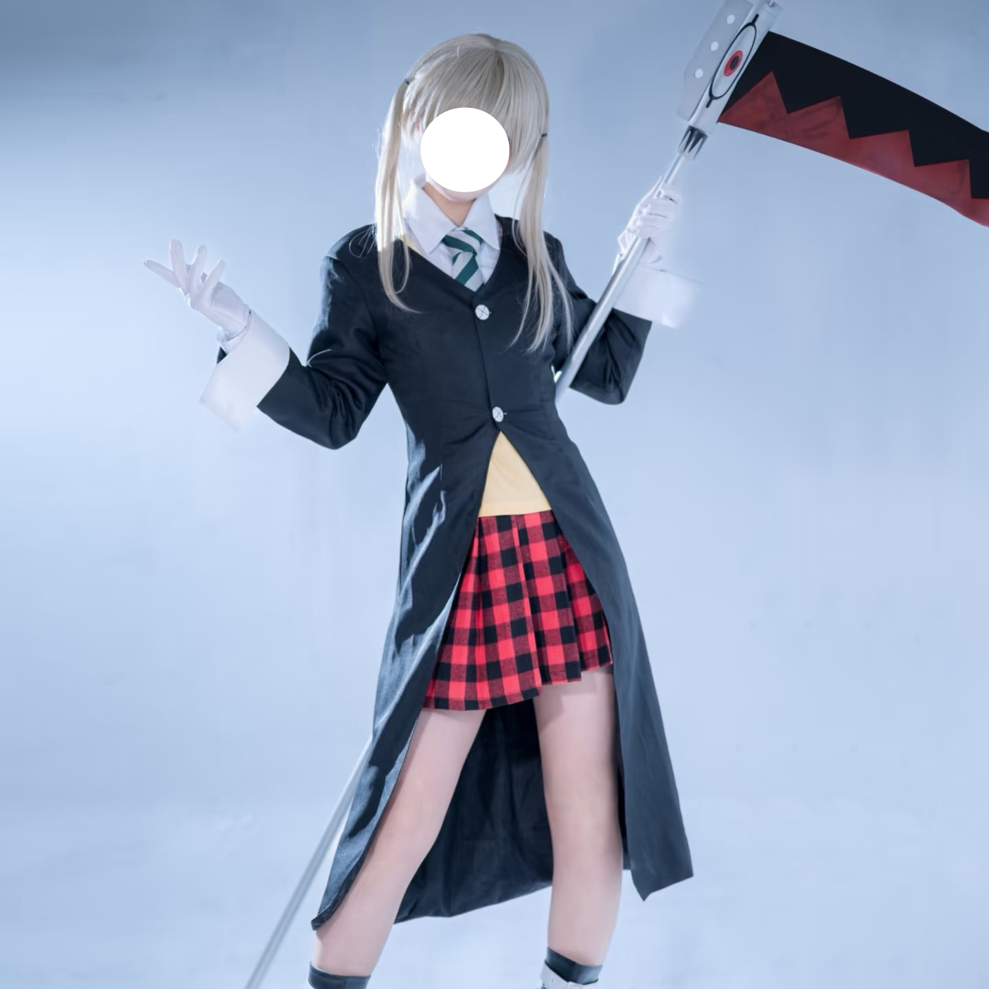 Costume de cosplay Maka Albarn, uniforme scolaire JK de l'anime Soul Eater, ensemble complet avec perruque, jupe, accessoires, manteau long, tenue de jeu de rôle