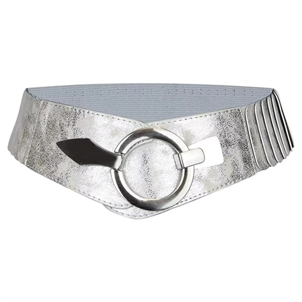 Ceinture de taille élastique en forme de V pour femme, large, amincissante, en cuir PU, polyvalente, pour robe