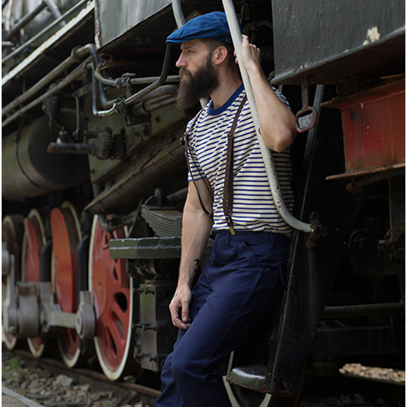 Akkad Kuti-T-shirt Vintage à Rayures Bleues et Blanches pour Homme, Vêtement en Coton Lourd, Décontracté, Streetwear, Unisexe