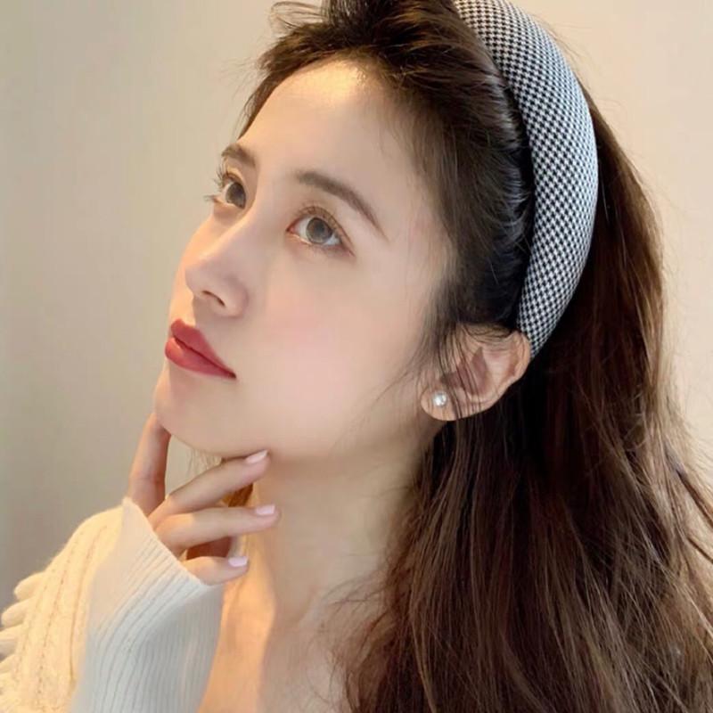 Nouvelle mode femmes cheveux accessoires bandeaux 4CM large côté classique pied-de-poule bandeau épais chapeaux décontractés adulte cheveux cerceau