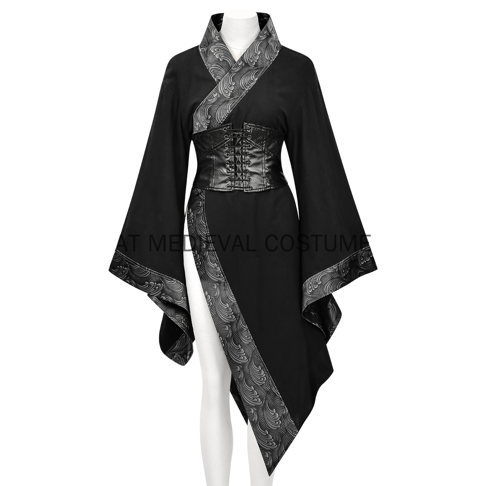 Kimono noir sexy pour femme, style japonais, avec corset gothique et fente latérale à la taille, pour cosplay de personnage de film (Killer Kimono, Kill Mafia, Bill Movie), robe d'Halloween
